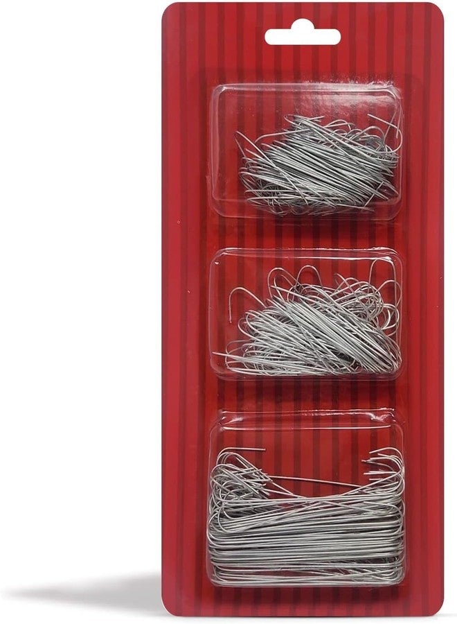 Bexter 300 Pack of Silver Ornament Hooks Christmas Tree Decorating Hooks- Metal Wire Ornament Hooks for Christmas Tree Decoration Hanging (Silver) (Happy Holidays!!) - Image 1